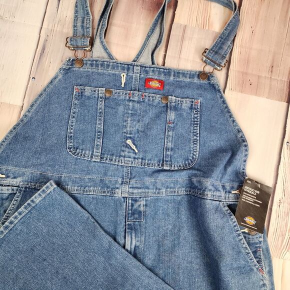 Dickies Bib Overalls Indigo Blue Men's 42x30 NWT Tool Pockets Triple Stitch Boot - Picture 1 of 11